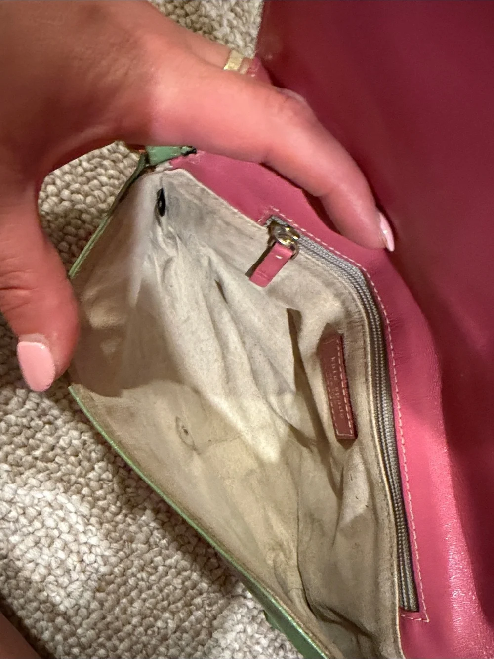 kate spade Vintage Green Leather Shoulder Bag with Gold Hardware